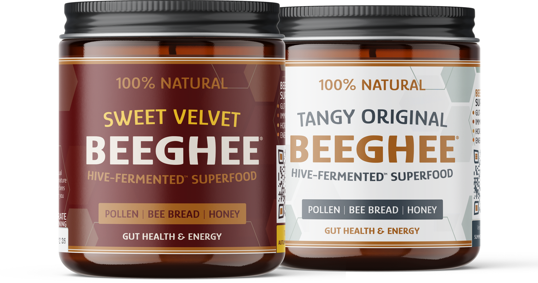 Beeghee jars — Tangy Original and Sweet Velvet